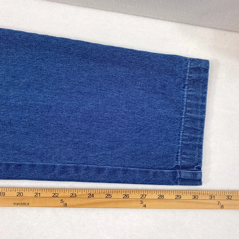 Vtg Lee Tapered Leg Jeans Women 14 M Wrinkle‎ Free High Rise Medium Wash Denim